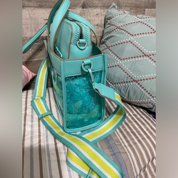 NEW nanette lepore Arianna clear logo satchel with solid wristlet Teal SALE - Picture 5 of 9